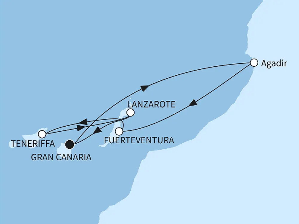 Kanaren mit Marokko - ab/bis Las Palmas  - Routenbild